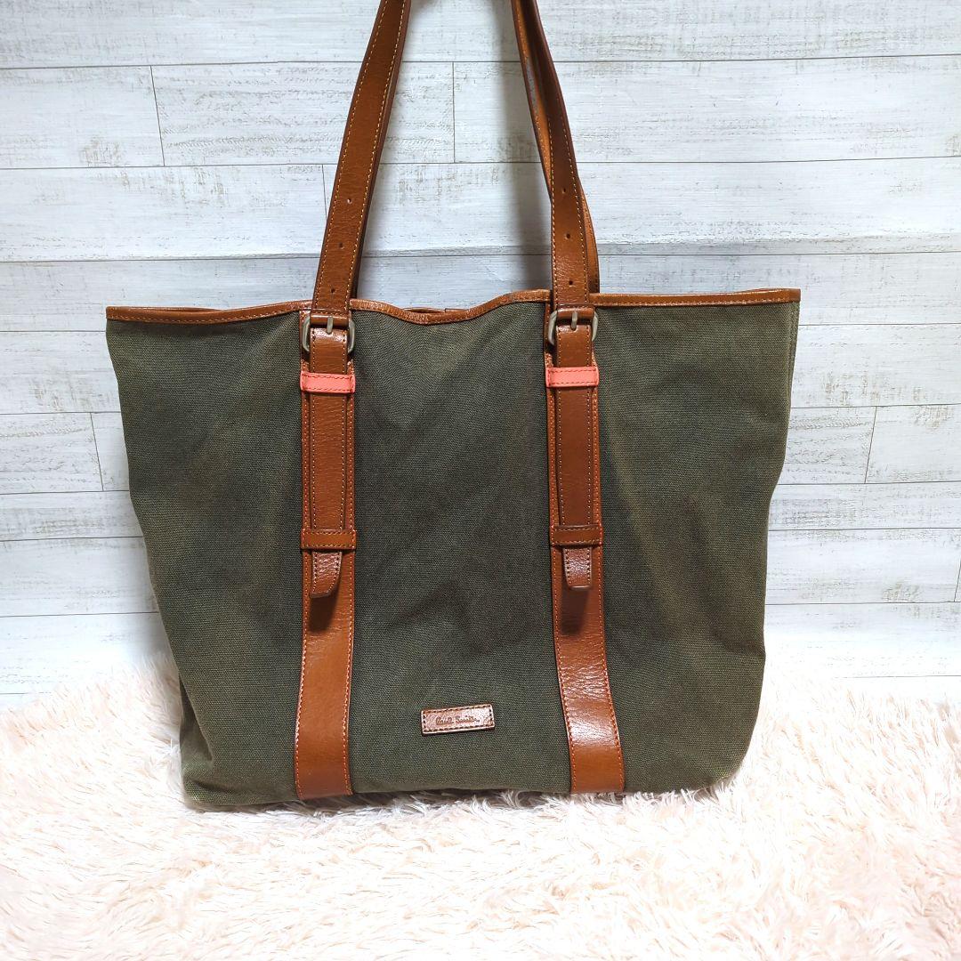 【Paul Smith】 レザー＆キャンパス/トートバッグ/肩掛け可/A4収納可