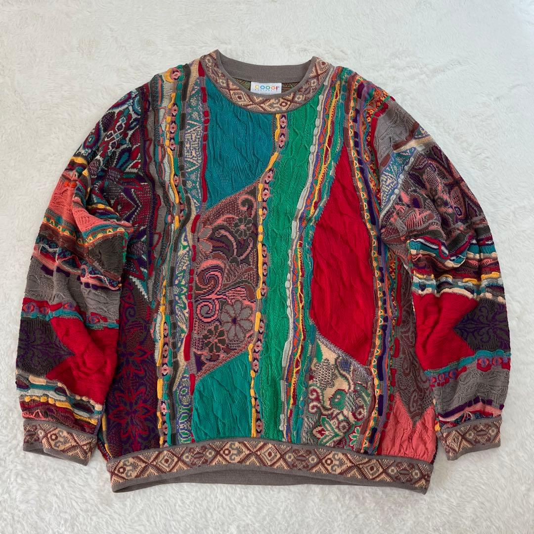 COOGI クージー　ニット　3D コットン　総柄　花柄　S