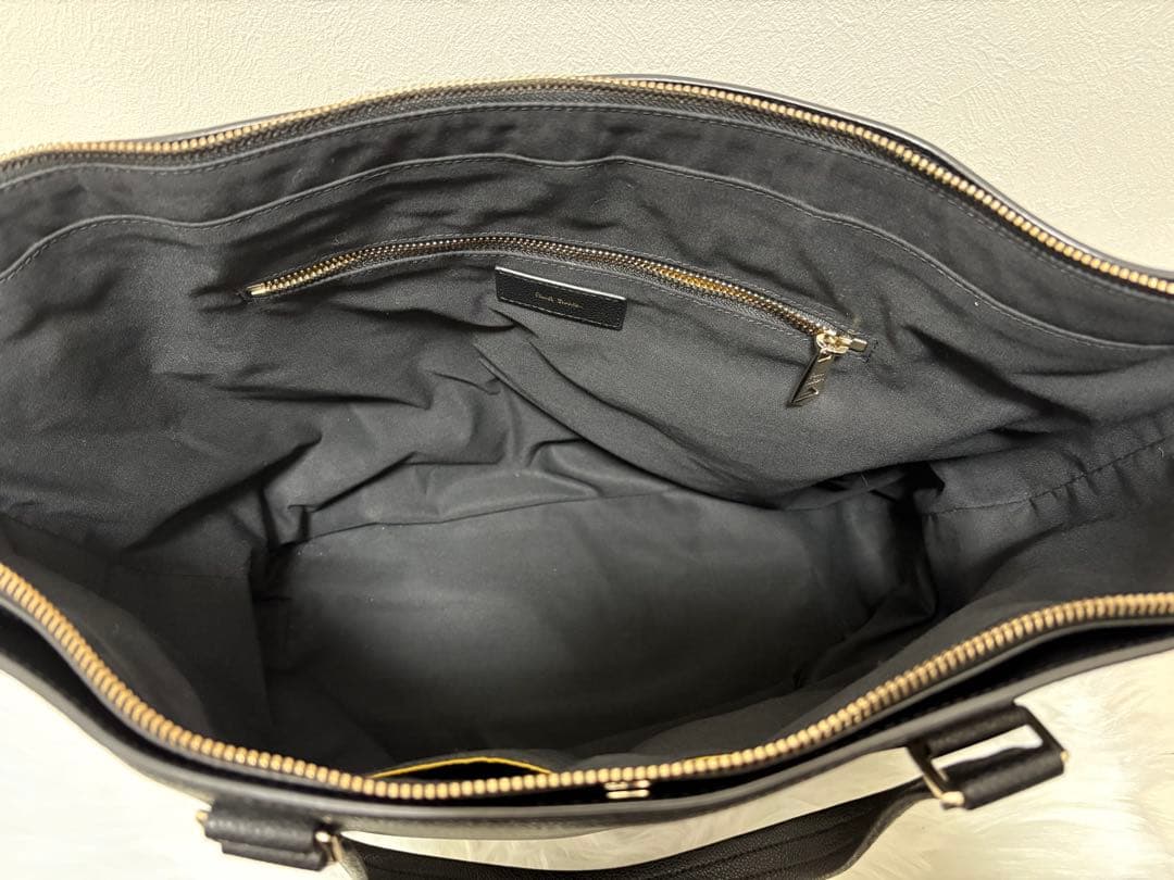Paul Smith マルチストライプハンドル レザー トートバッグ ブラック