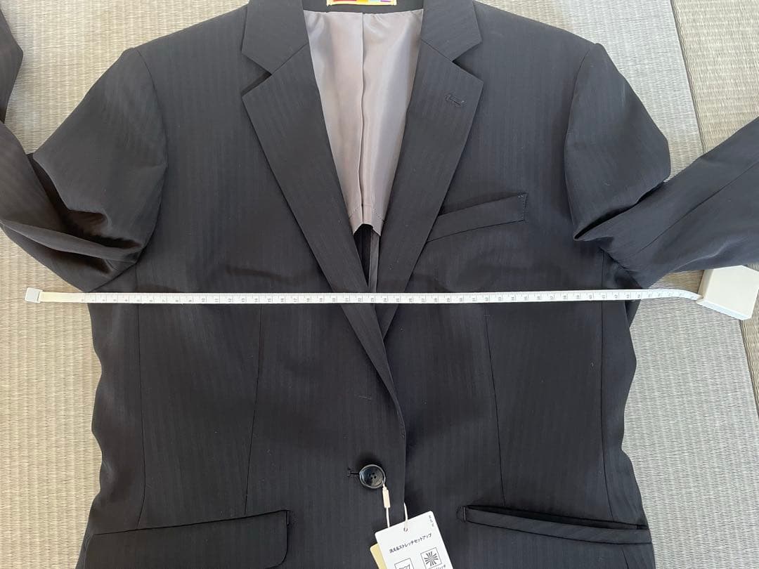 オリヒカ 洗えるストレッチセットアップ シャドーストライプ黒 3点セットL