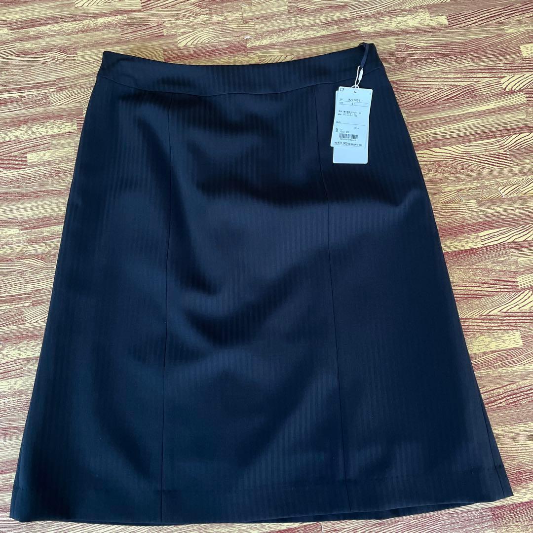 オリヒカ 洗えるストレッチセットアップ シャドーストライプ黒 3点セットL