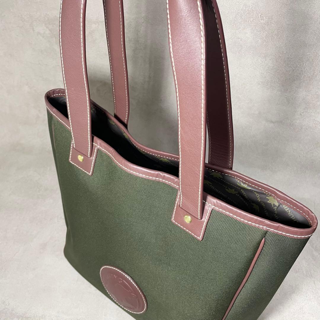 【美品】保存袋 ハンティングワールド トートバッグ キャンバス レザー メンズ