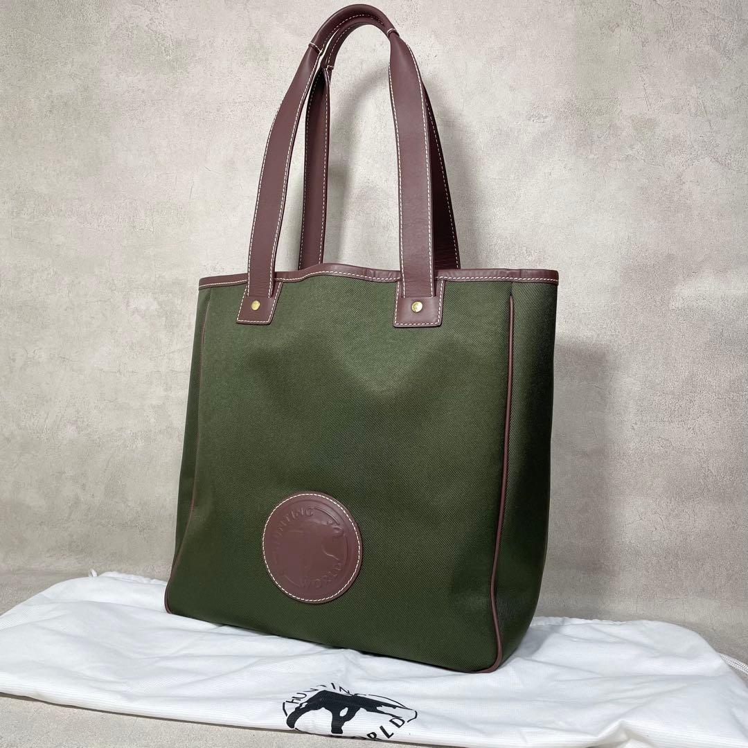 【美品】保存袋 ハンティングワールド トートバッグ キャンバス レザー メンズ