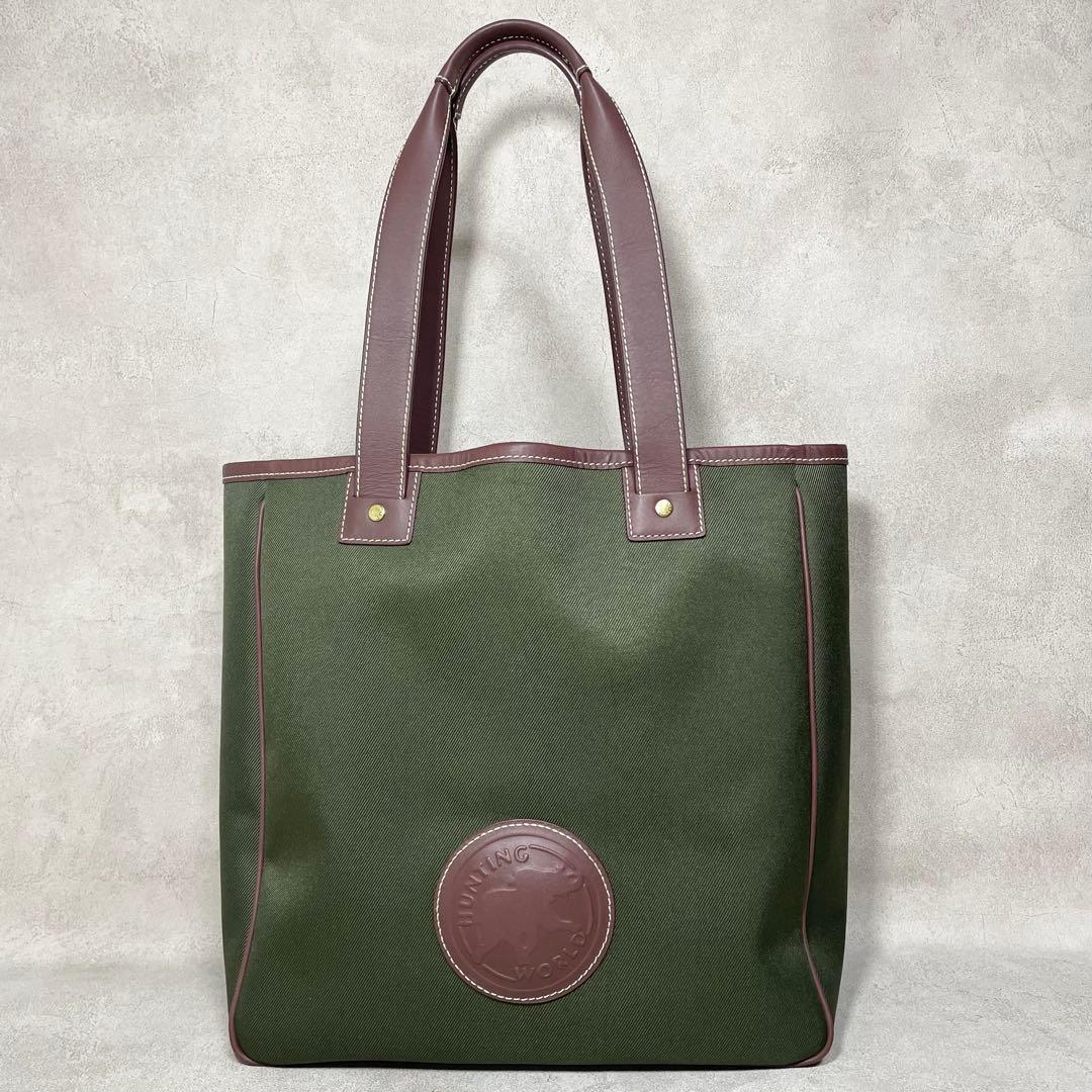 【美品】保存袋 ハンティングワールド トートバッグ キャンバス レザー メンズ