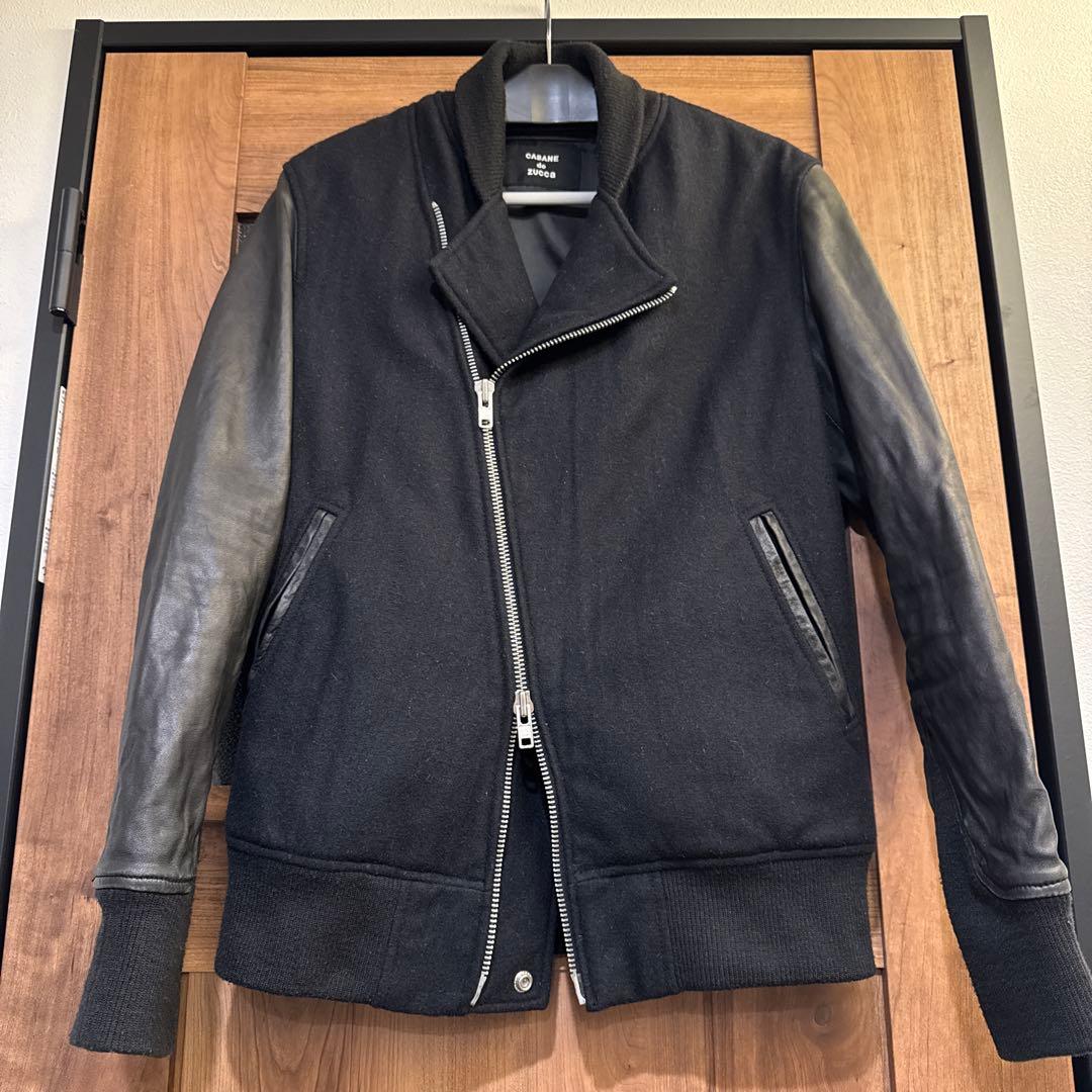 ズッカ　CABANE de ZUCCa　ブラック ウールレザージャケット