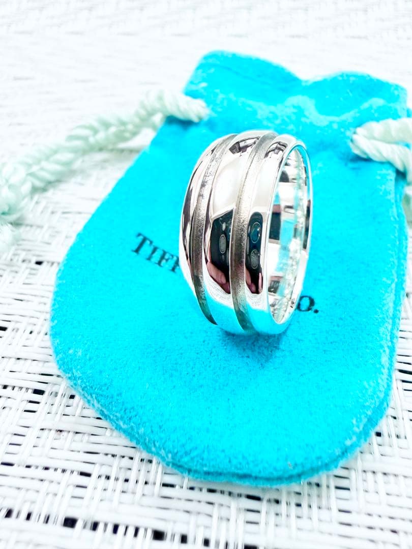 ティファニー　グルーブドリング　ダブルライン　リング　指輪　研磨済み　18.5号