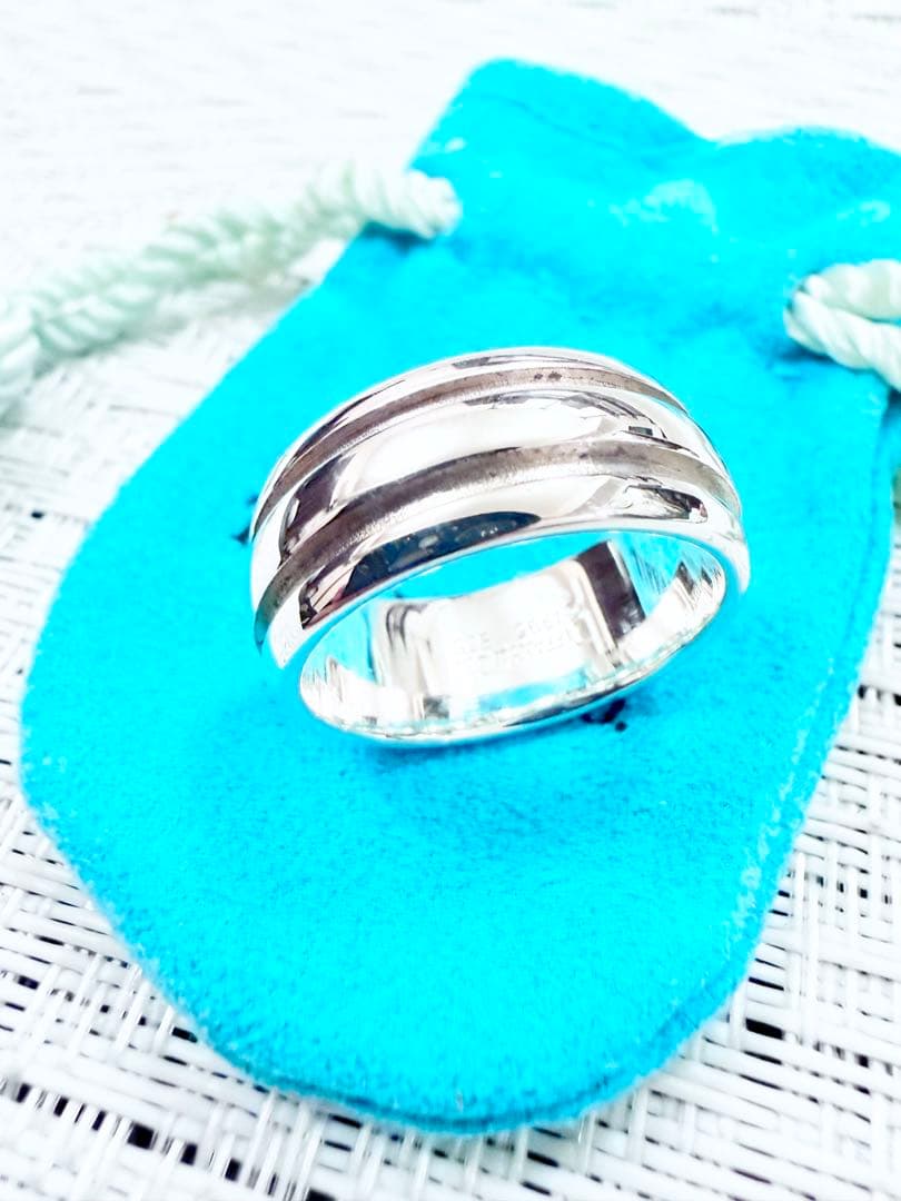 ティファニー　グルーブドリング　ダブルライン　リング　指輪　研磨済み　18.5号