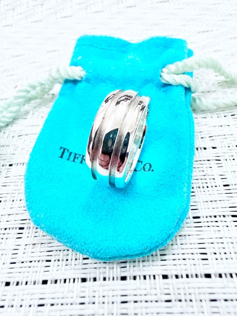 ティファニー　グルーブドリング　ダブルライン　リング　指輪　研磨済み　18.5号
