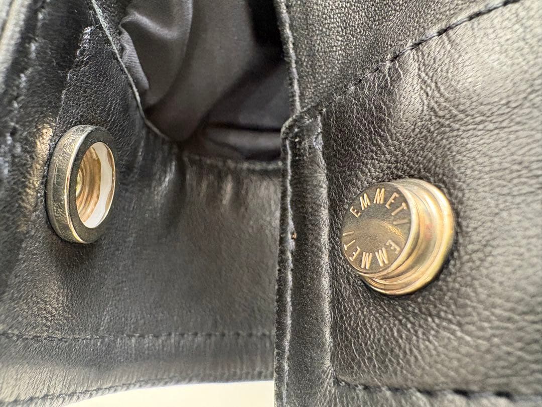 EMMETIエンメティJURIライダースジャケット ブラック ゴールドジップ46