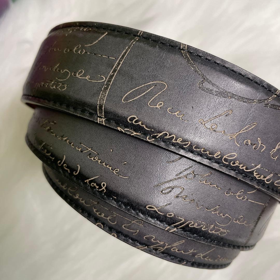 Berluti グレー レザー 高級ブランド　ベルト　メンズ　大きい