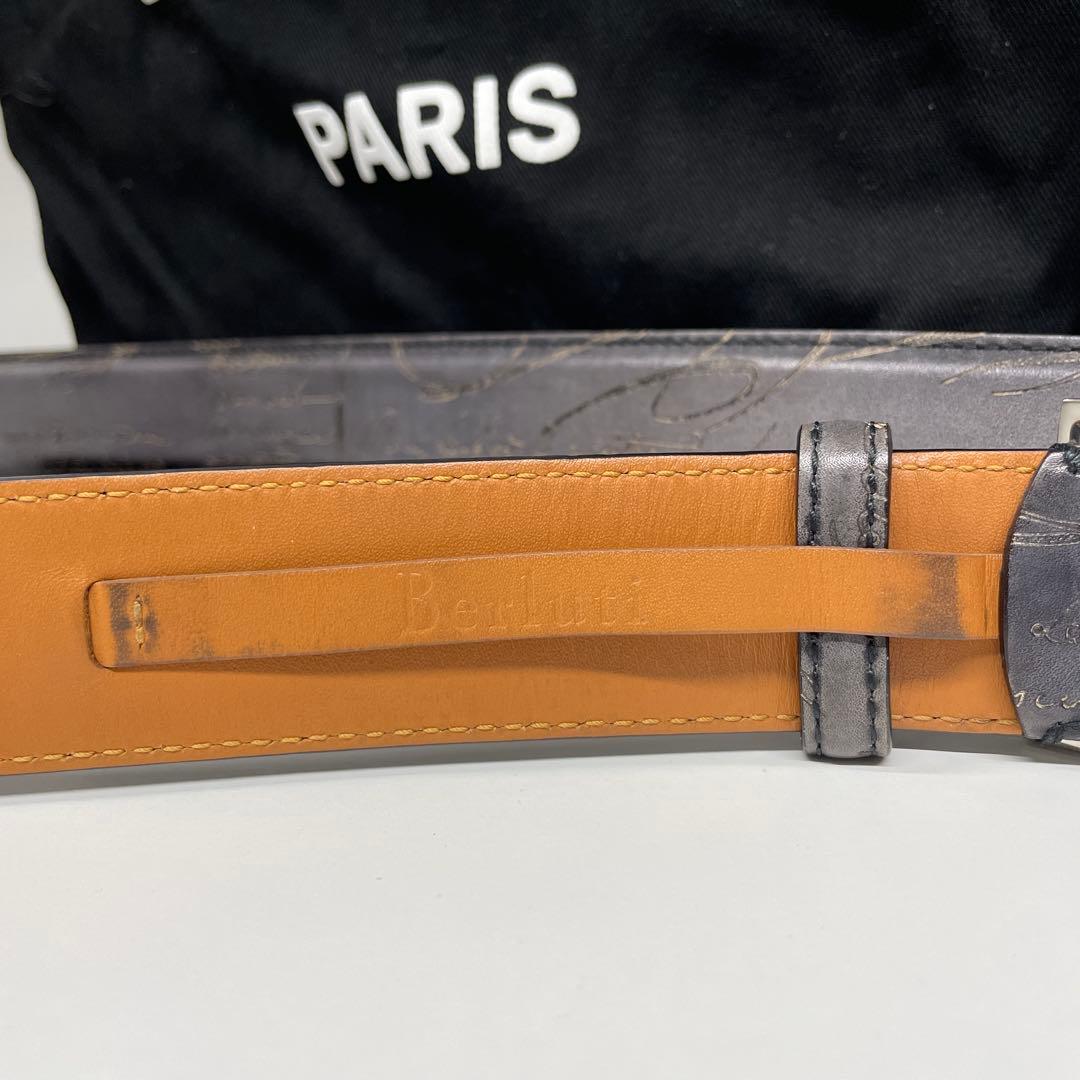 Berluti グレー レザー 高級ブランド　ベルト　メンズ　大きい