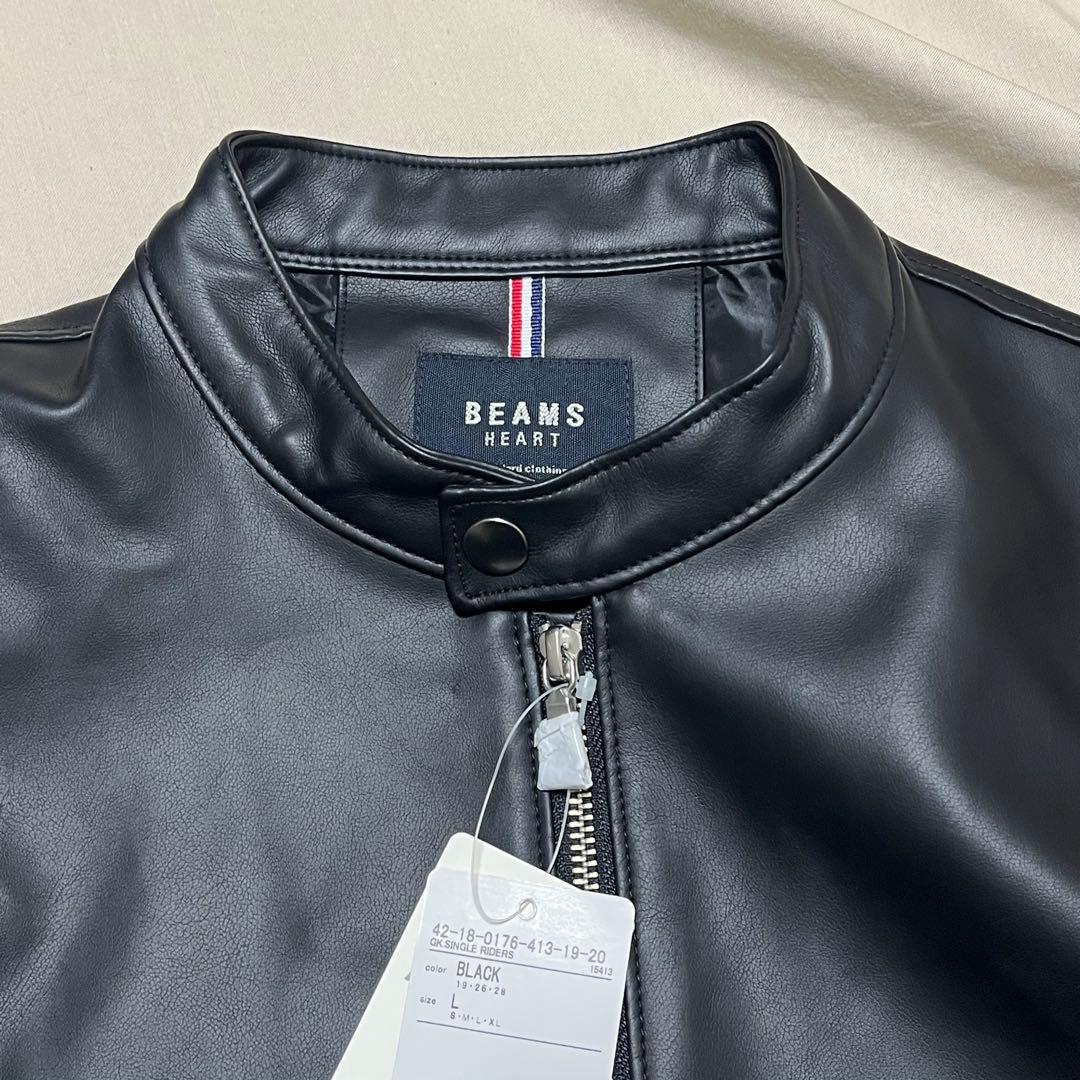 【新品タグ付き】ビームス　シングルライダース　レザージャケット　近年モデル　L