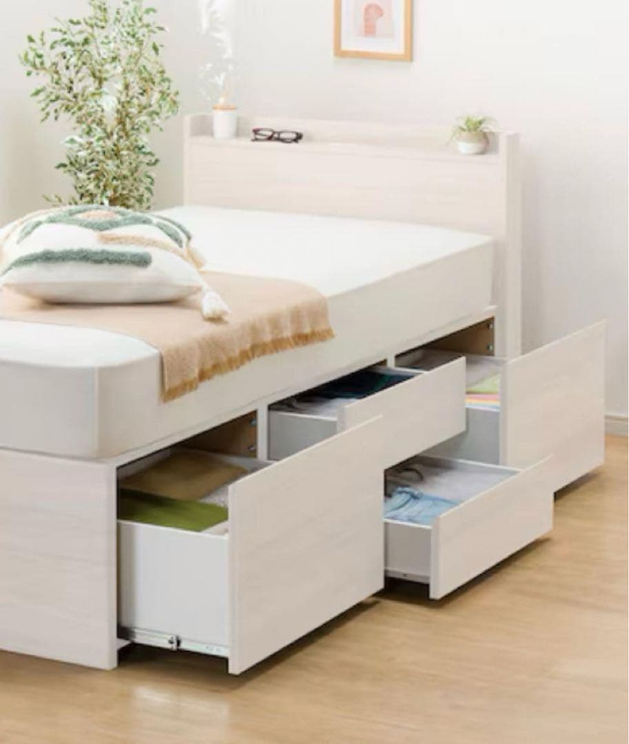 ニトリ セミダブルベッド フレーム 収納付き N-ジオT2 WW 40M-S