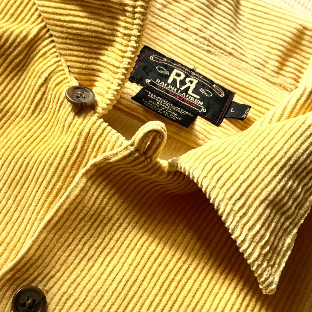 90s 初期 三つ星 RRL コーズシャツ 開襟 太畝 マスタード