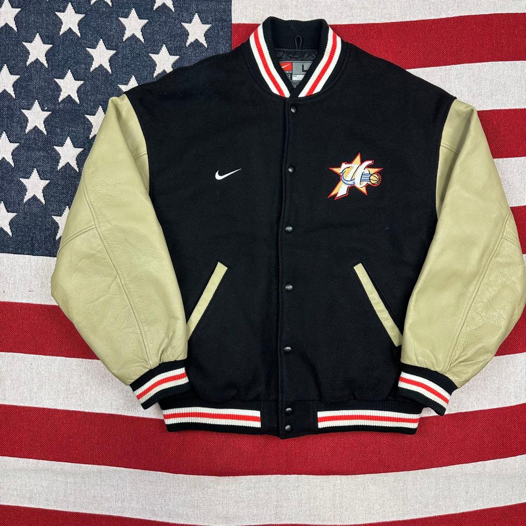 激レア 旧ロゴ NBA 76ers レザージャケット スタジャン アイバーソン
