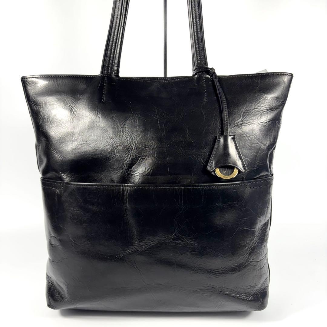 ✨美品✨アニアリ トートバッグ A4可 肩掛け キーリング カモフラ 本革 黒