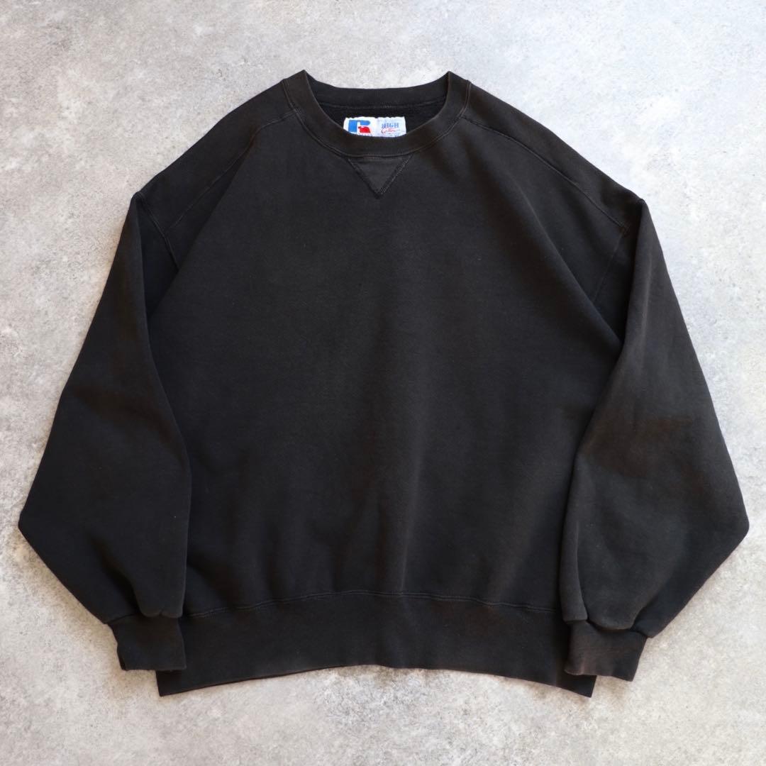 ハイコットン ブラック USA製 90s Russellラッセル スウェットXL
