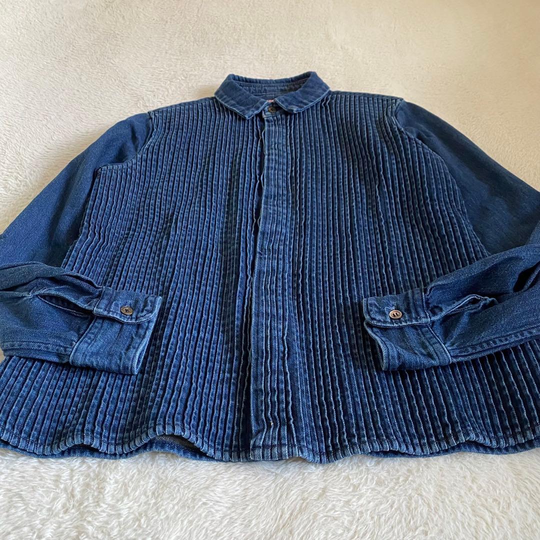 KAPITAL ピンタックデニムシャツ　プリーツ　長袖　メンズXS レディースS
