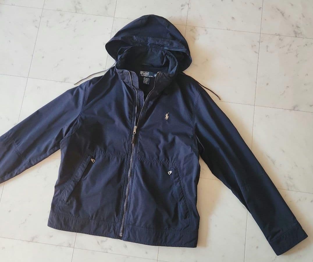 ラルフローレン ポニー刺繍 ナイロンパーカー フード付き Mサイズ 濃紺