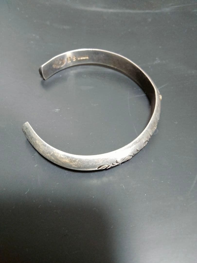 シルバー　バングル　ブレスレット　STERLING 唐草　ゴールドポイント