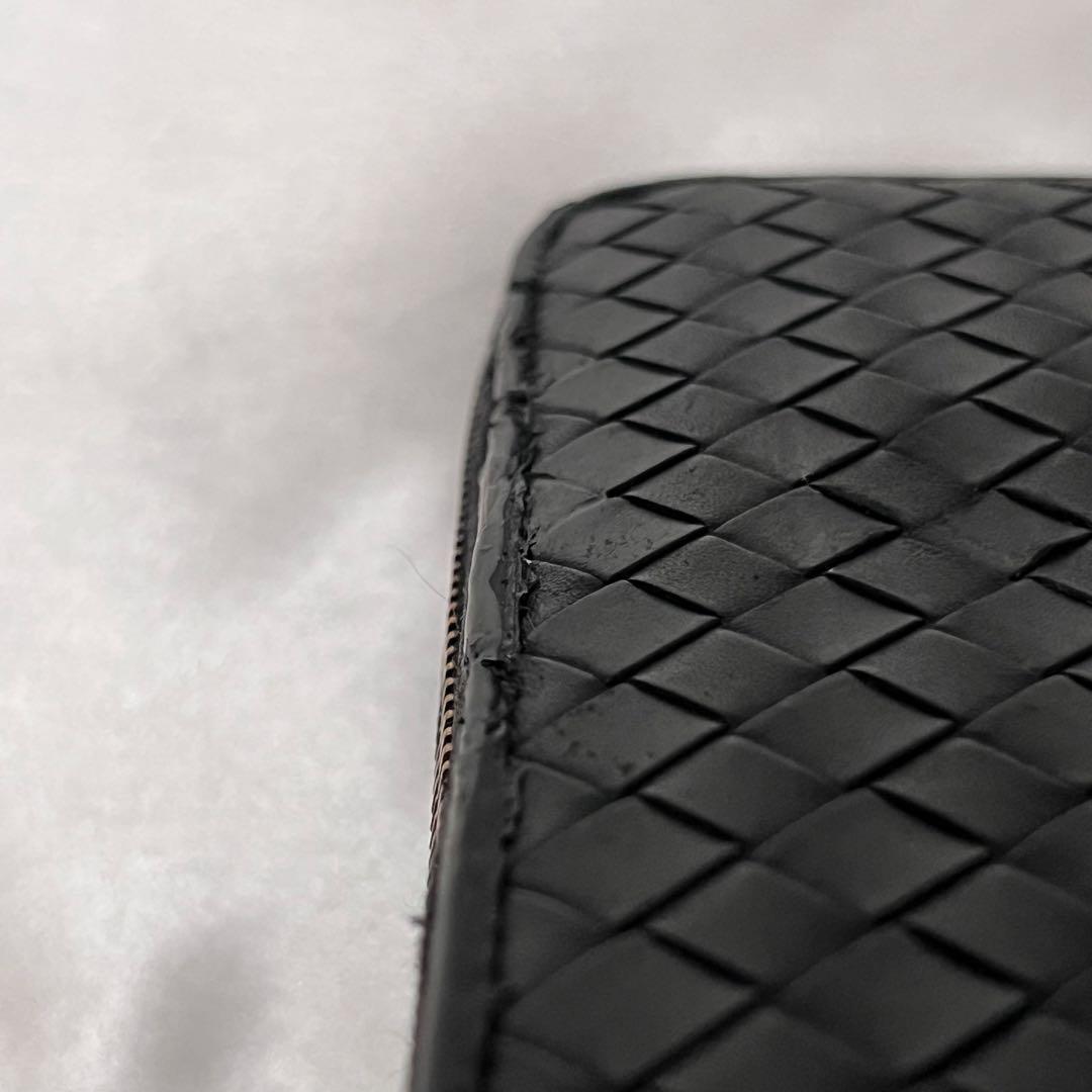 ◇美品◇ボッテガヴェネタ　長財布　ラウンドファスナー　ブラック　イントレチャート