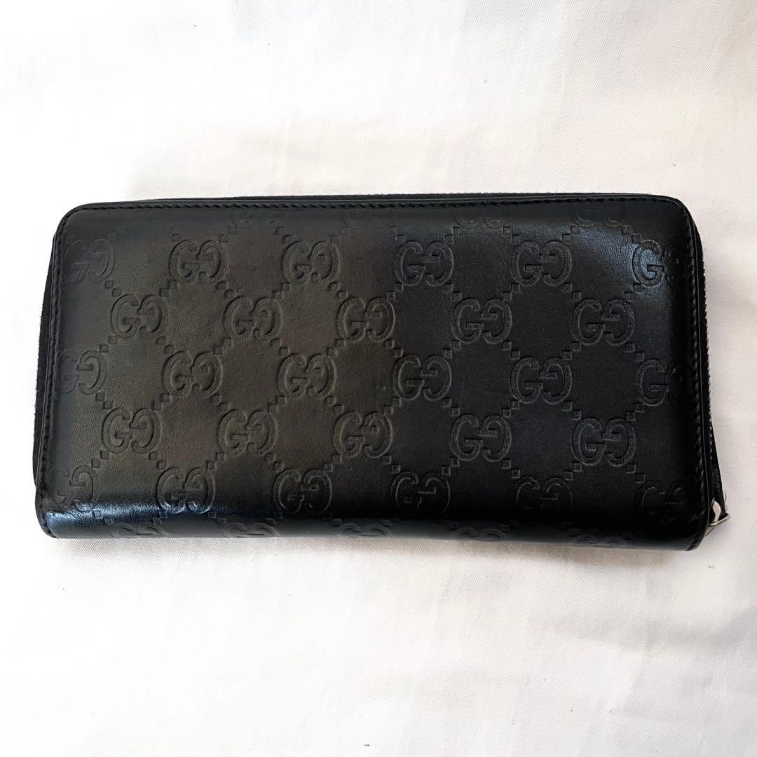 GUCCI グッチ 長財布 シマ シグネチャー GGパターン ブラック