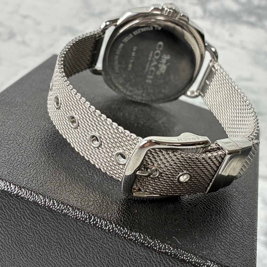 【未使用品級】COACH 腕時計 ラインストーン シルバー メッシュベルト