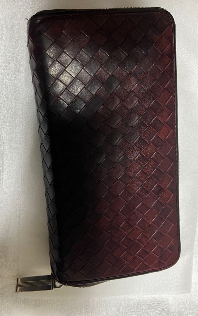 ココマイスター本革 ダークブラウン 編み込み長財布