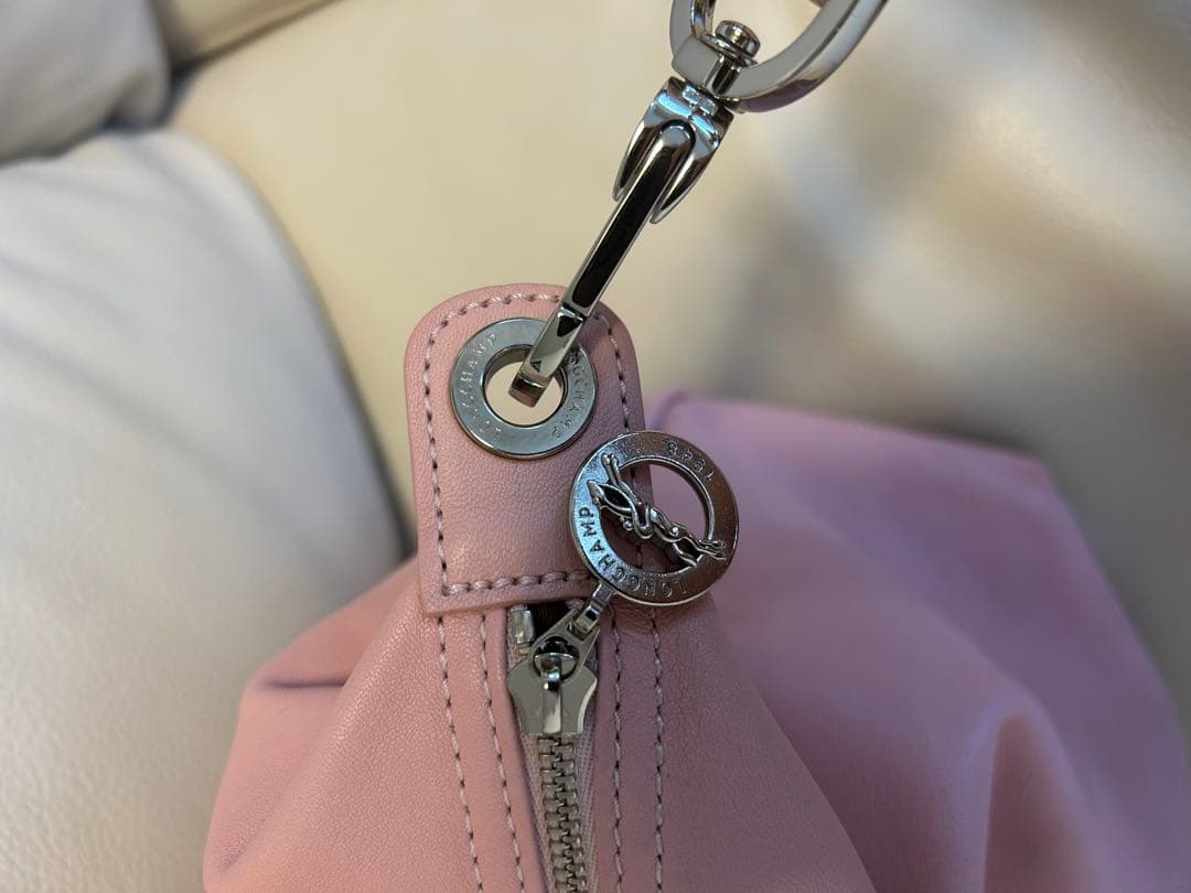 ロンシャン キュイールMサイズ　オールレザー　ピンク