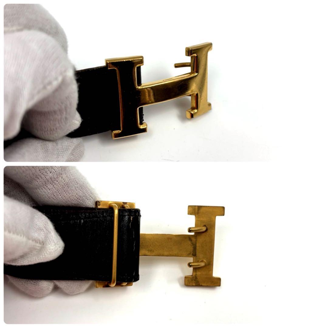 ✨希少✨　HERMES ベルト　Hロゴ　レザ金金具　ゴールド　1点物　男女兼用