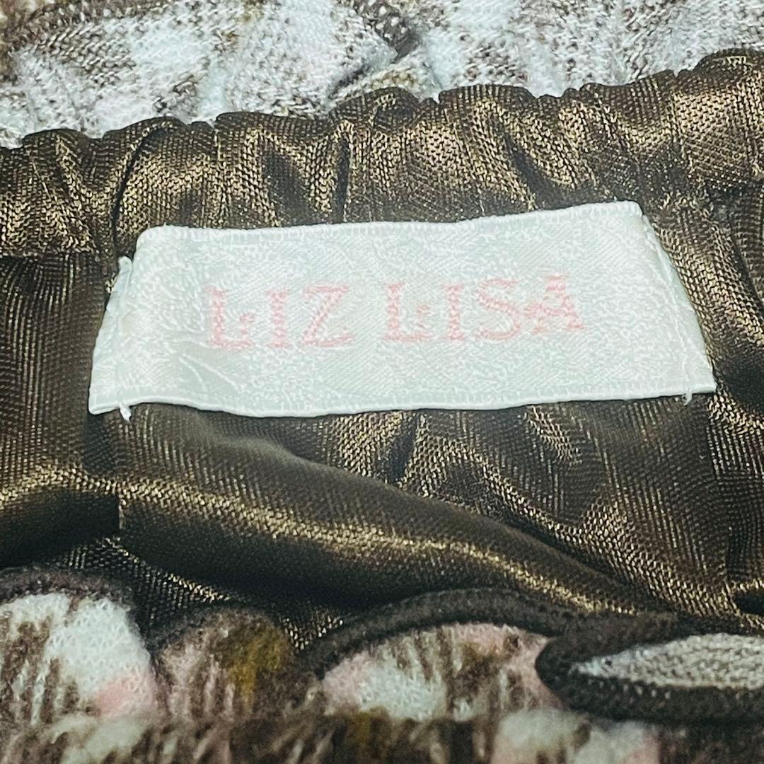 00s 希少　LIZLISA✨（リズリサ）茶色チェック オフショルワンピース