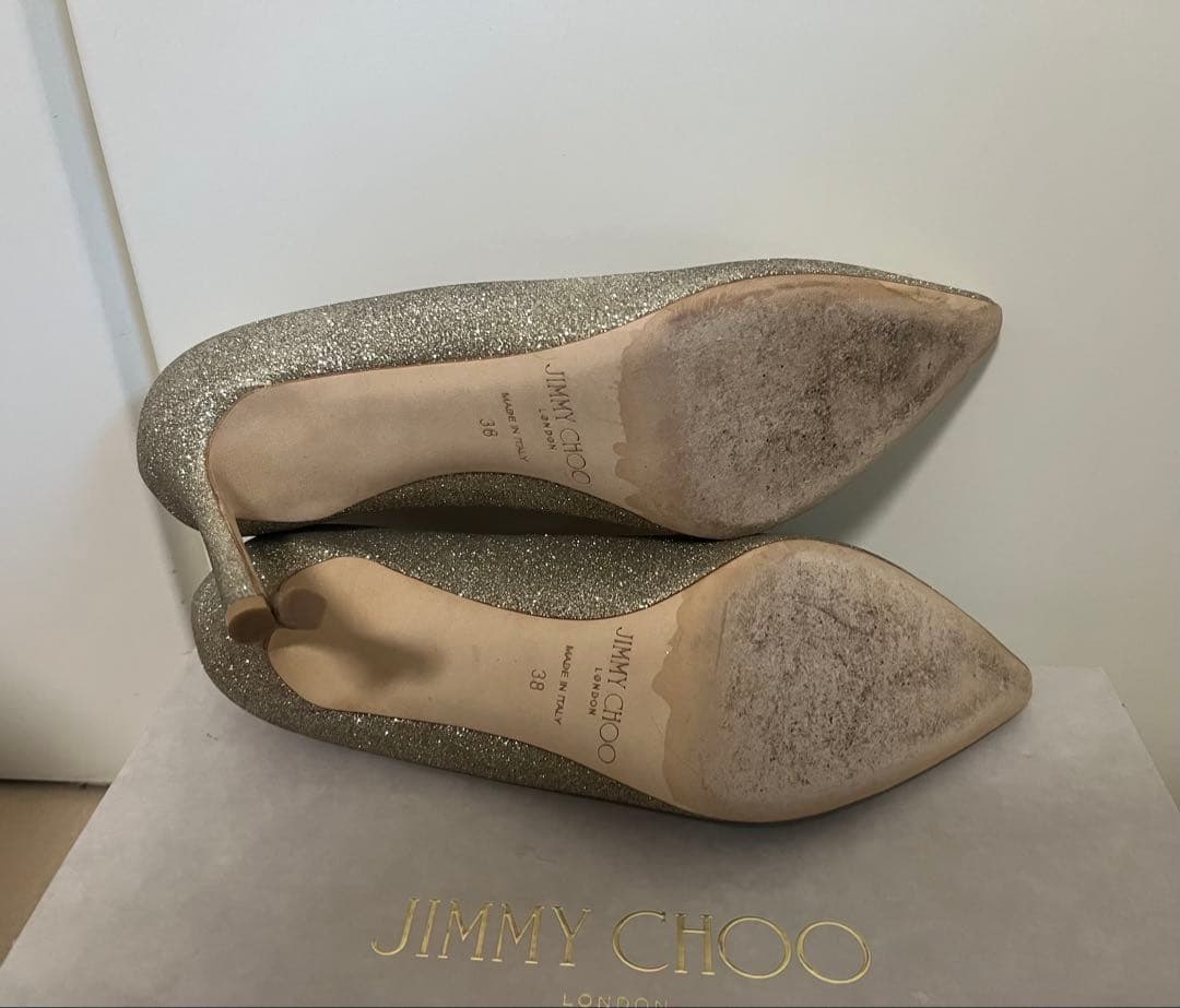 ジミーチュウ　ダスティグリッター　ポインテッドトゥ パンプス　38
