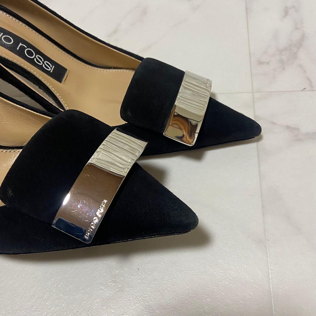 Sergio Rossi SR1 スクエアトゥ スエード ヒールパンプス