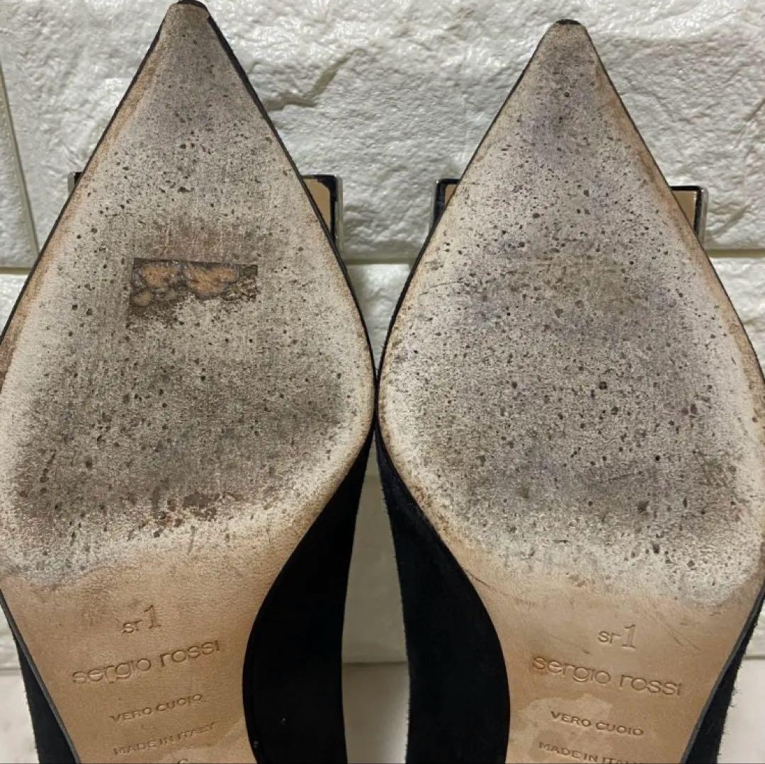 Sergio Rossi SR1 スクエアトゥ スエード ヒールパンプス