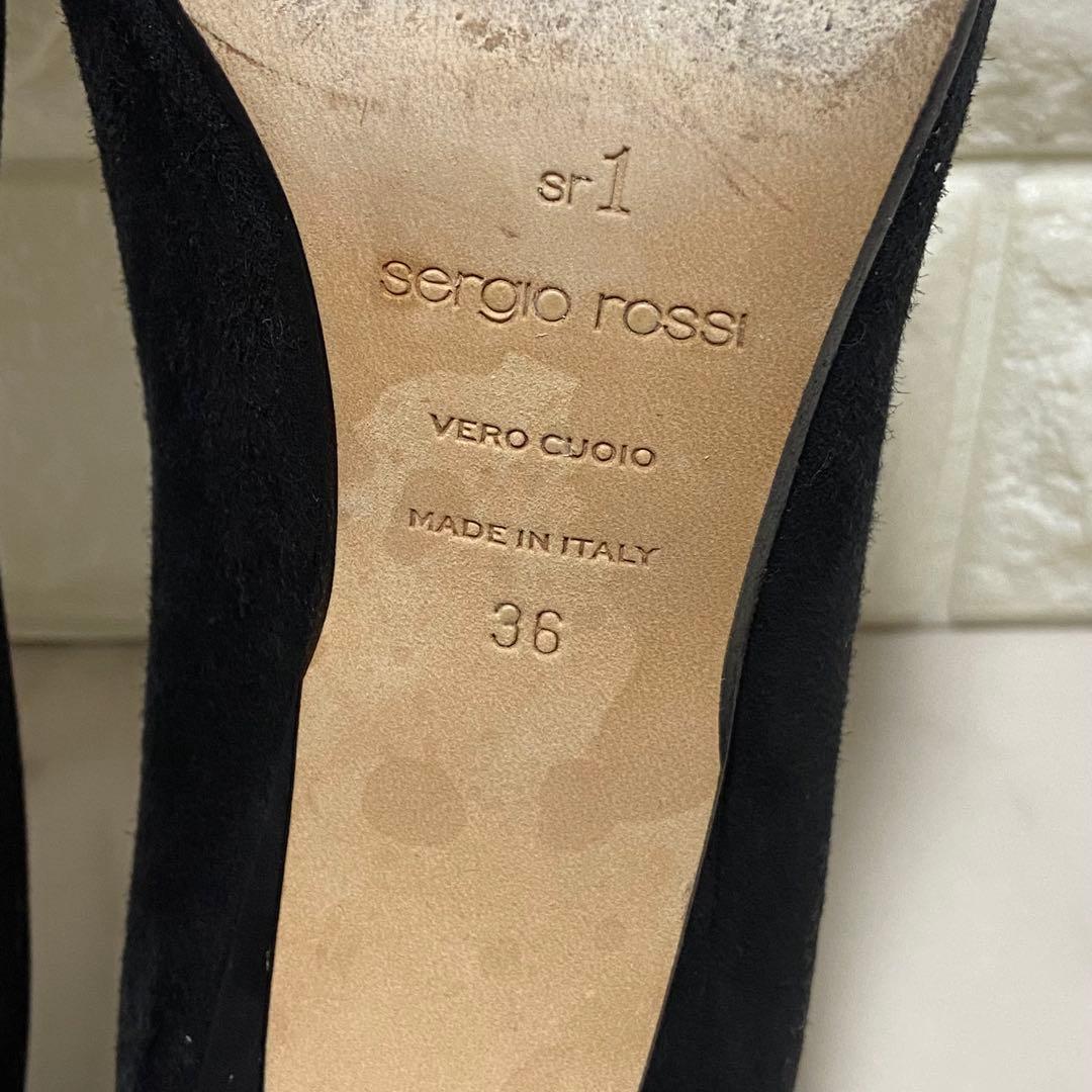 Sergio Rossi SR1 スクエアトゥ スエード ヒールパンプス