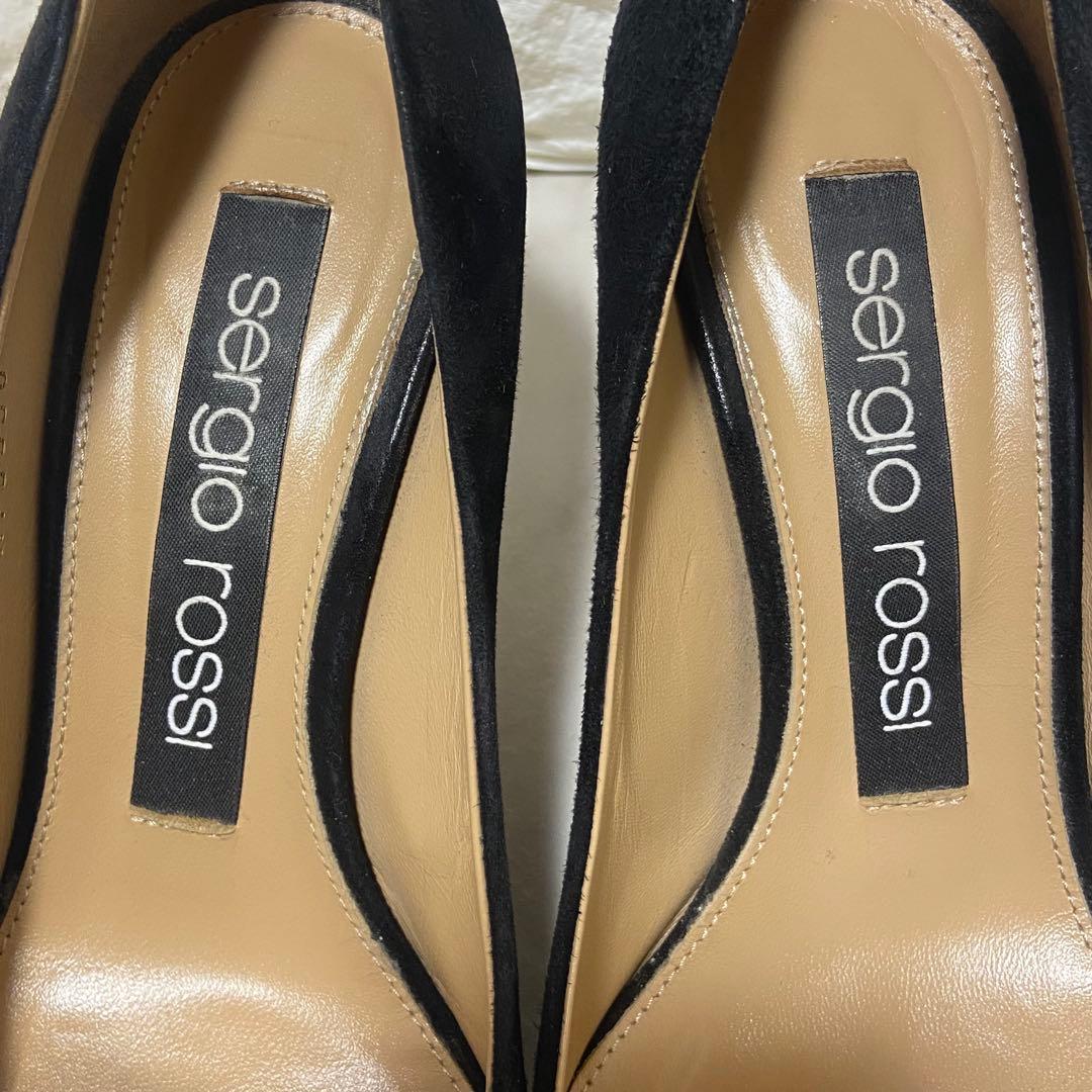 Sergio Rossi SR1 スクエアトゥ スエード ヒールパンプス