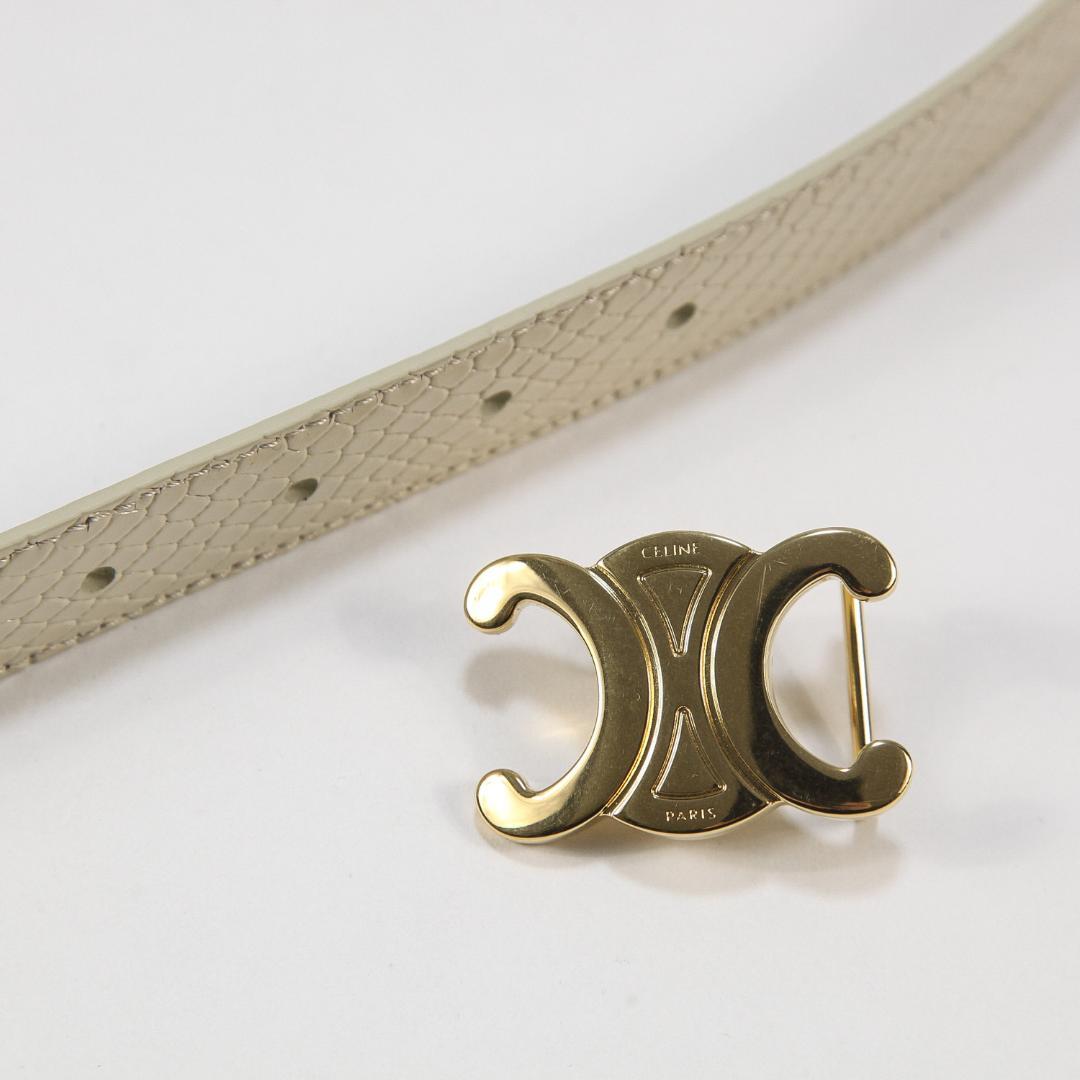 極美品 CELINE トリオンフ リバーシブルベルト 25MM ゴールドバックル