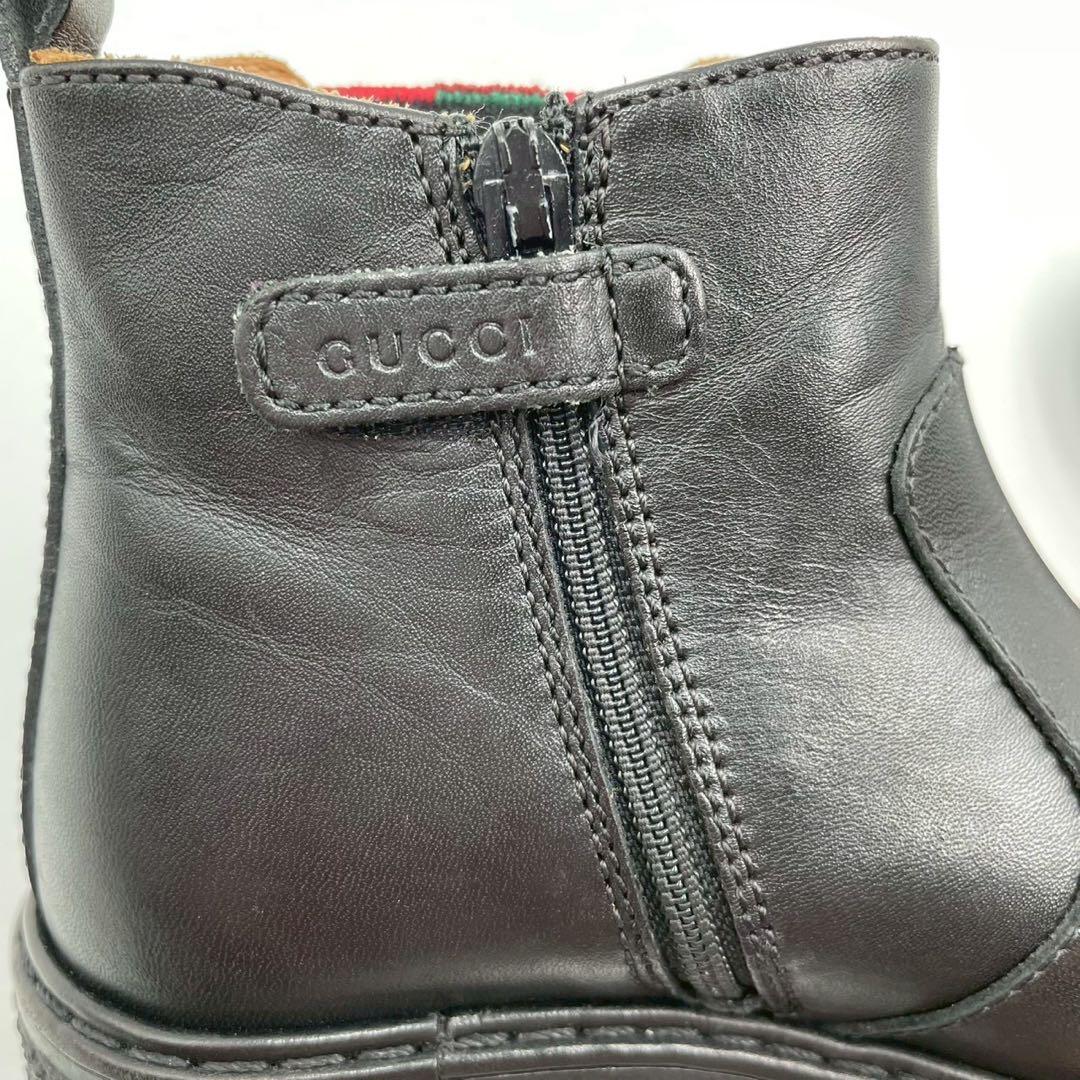 極美品　グッチ　サイドゴアブーツ　シェリーライン　レザー　ブラック　キッズ 23