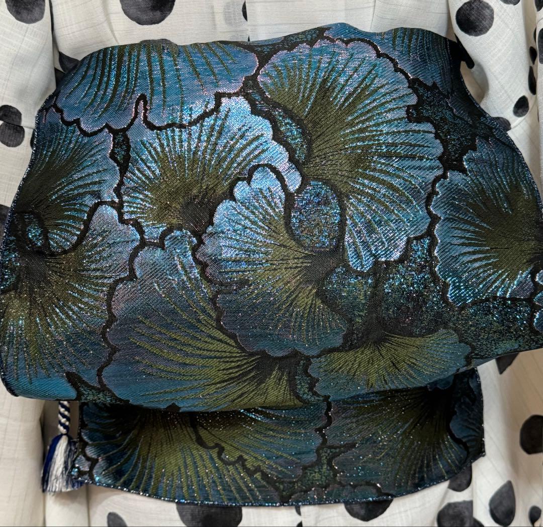 大人兵児帯【スノーホワイトプラチナシルバー】【夢想花】セット