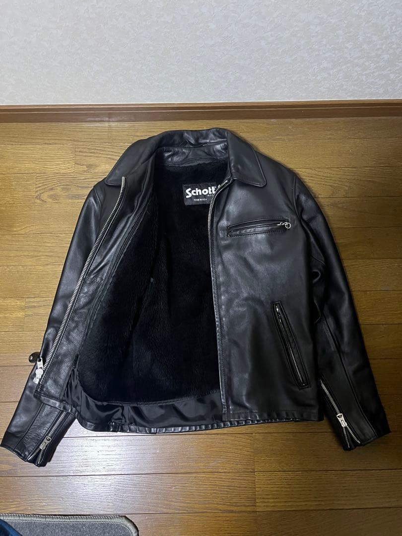 Schott ブラック シングルライダースジャケット　643 36サイズ