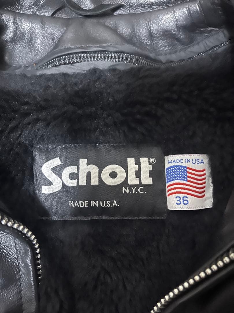 Schott ブラック シングルライダースジャケット　643 36サイズ