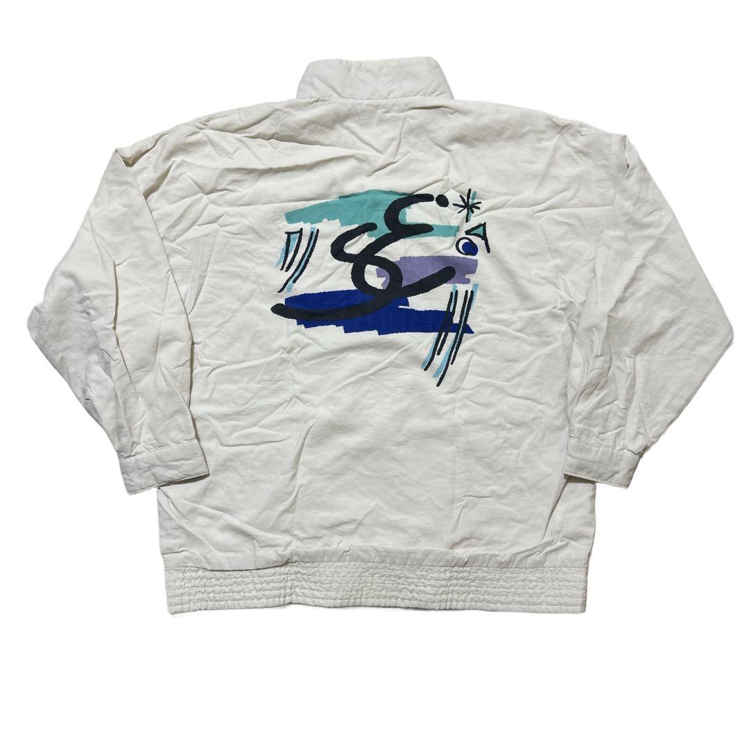 90s adidas ステファンエドバーグ ウィンドブレーカー L 白 青