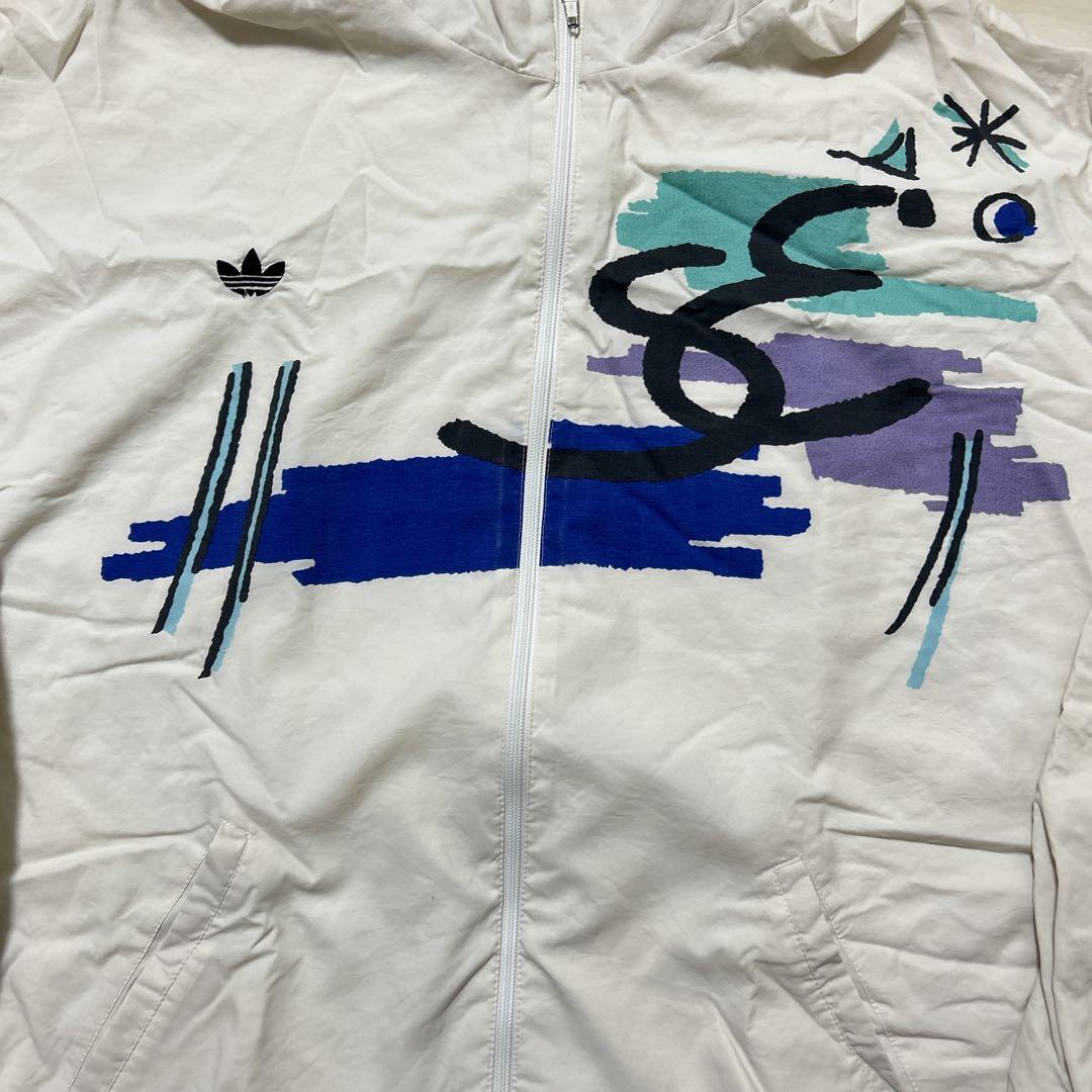 90s adidas ステファンエドバーグ ウィンドブレーカー L 白 青