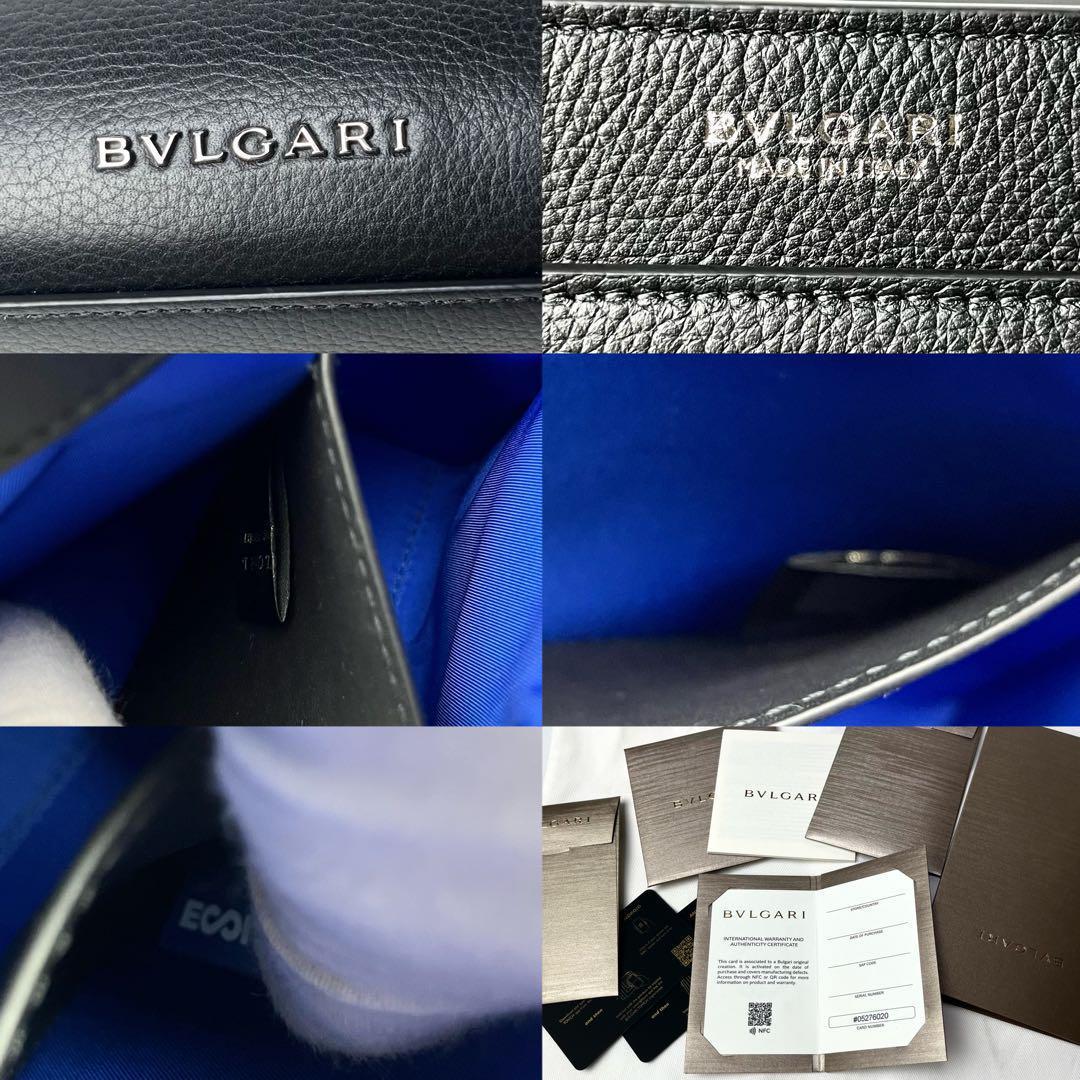 未使用級/現行/付属品付/完売品✨ブルガリマン メッセンジャー 総柄 レザー 黒