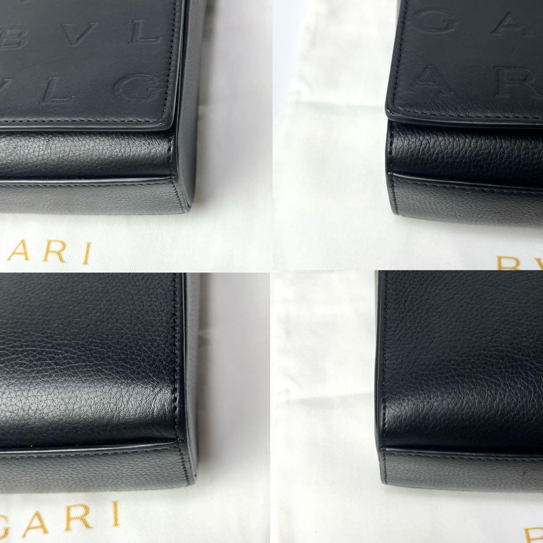 未使用級/現行/付属品付/完売品✨ブルガリマン メッセンジャー 総柄 レザー 黒