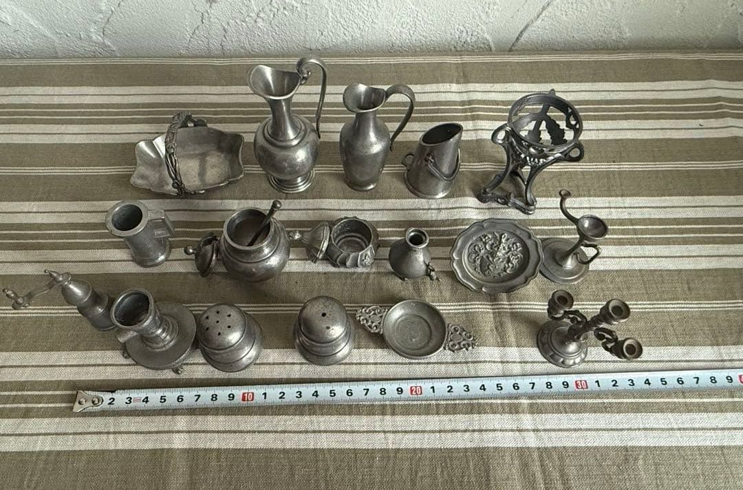 フランスアンティーク　ミニチュア金属製アンティーク雑貨14点セット