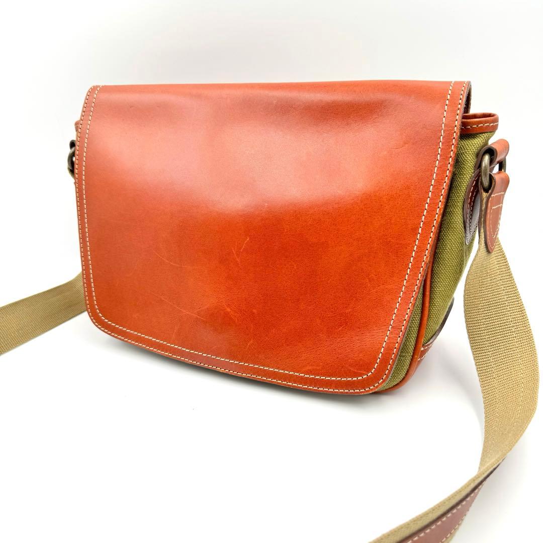 土屋鞄　メッセンジャーバッグ　ショルダーバッグ　レザー×キャンバス