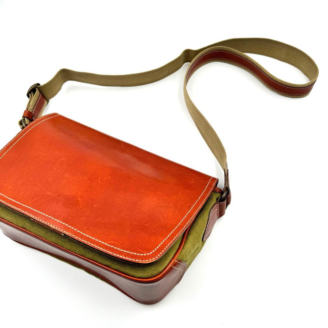 土屋鞄　メッセンジャーバッグ　ショルダーバッグ　レザー×キャンバス