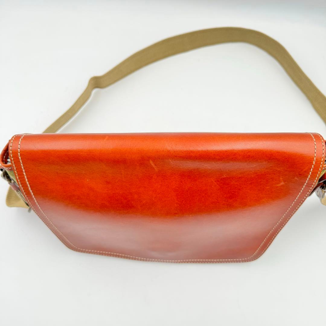 土屋鞄　メッセンジャーバッグ　ショルダーバッグ　レザー×キャンバス