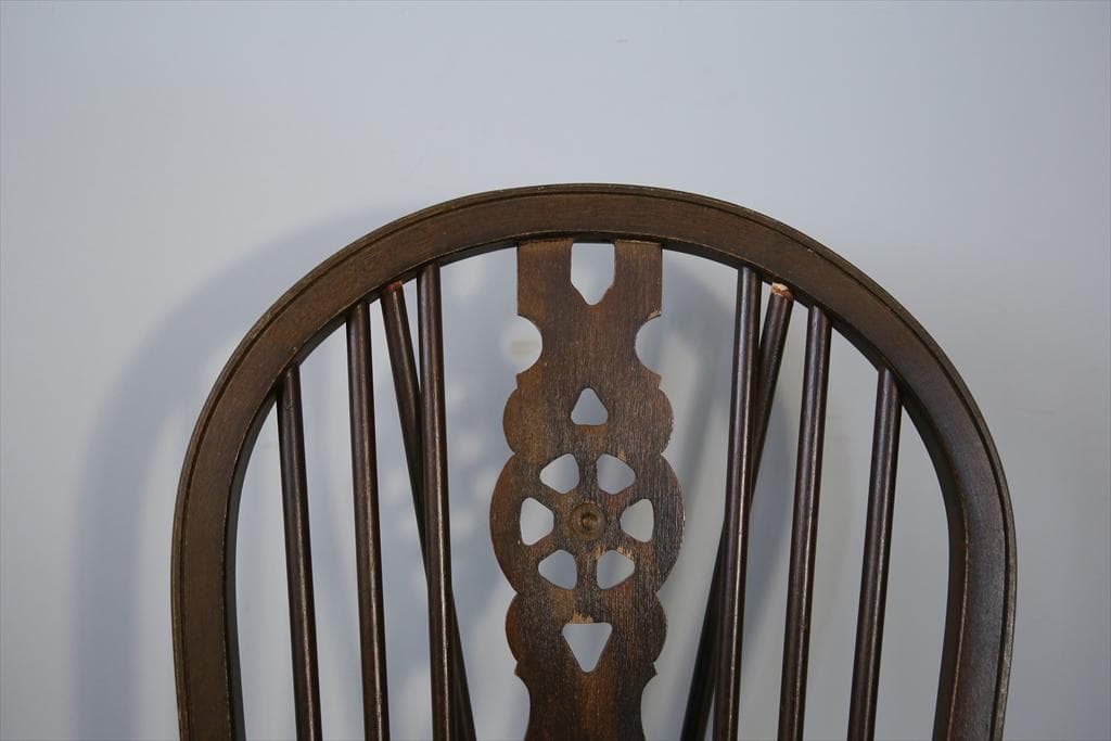 英国アンティーク木製ホイールバックチェア/ダイニングイス/椅子(89-110-4